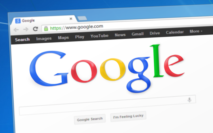 Image of web browser open to web address https://www.google.come with the colorful logo.